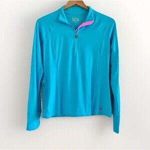 LILLY PULITZER Luxletic Marion Half-Zip BERMUDA BLUE UPF 50+ Top Sz Medium LWOT
